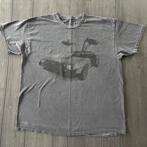 Back to the Future DeLorean Graphic T Shirt Men's XL Gray Vintage Style